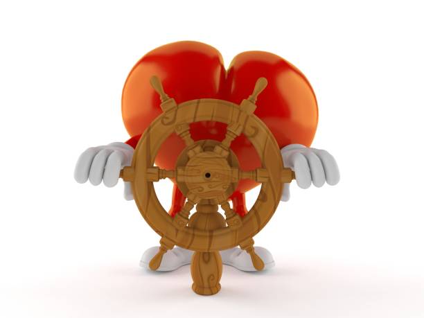 istock Heart character holding ship wheel 1213425677