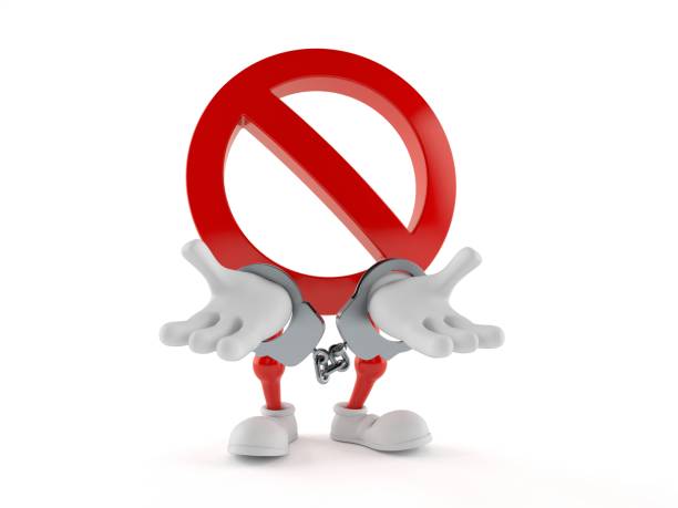istock Forbidden character in handcuffs 1213426958