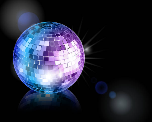 istock Disco ball abstract background. Color disco ball on mirrow shine in dark. 1213431556