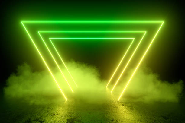 istock 3d abstract background with ultraviolet neon lights, empty frame, cosmic landscape, glowing tunnel door with smoke 1213431590