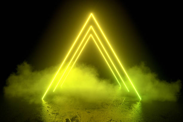 istock 3d abstract background with ultraviolet neon lights, empty frame, cosmic landscape, glowing tunnel door with smoke 1213431790