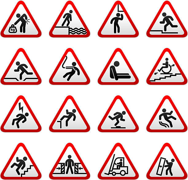 Set of Triangular Hazard-Warning Symbols  entrapment stock illustrations