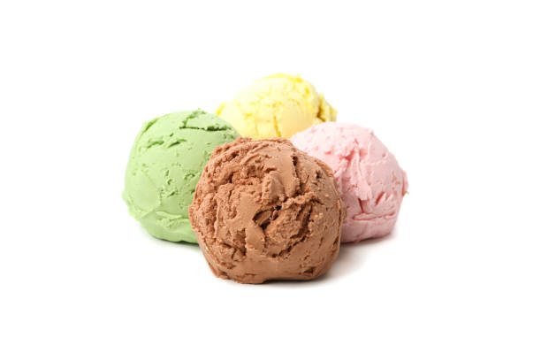 istock Ice cream balls isolated on white background 1213433564