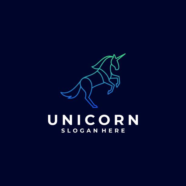 Vector Illustration Unicorn Jump Gradient Line Art Style. Vector Illustration Unicorn Jump Gradient Line Art Style. charismatic racehorse stock illustrations