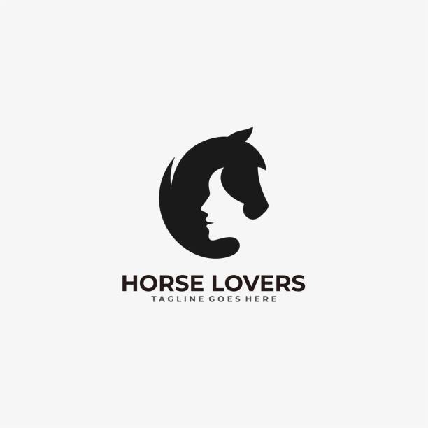 stockillustraties, clipart, cartoons en iconen met vector illustratie horse lovers dual meaning stijl. - love hand sign