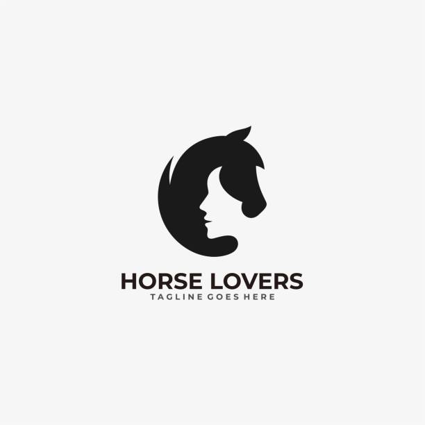 ilustrações de stock, clip art, desenhos animados e ícones de vector illustration horse lovers dual meaning style. - animal head illustrations