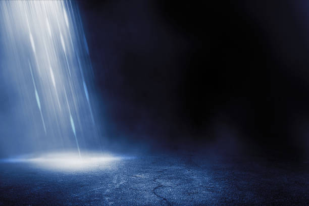 istock Texture dark concentrate floor with brick wall. spotlight color with mist or fog 1213438794