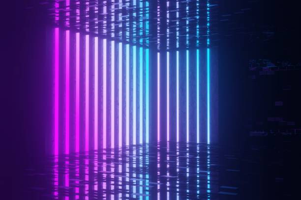 istock Modern futuristic neon abstract background. Large object in the center, space background. Dark scene with neon light. Reflection of light on a wet surface. 1213439085