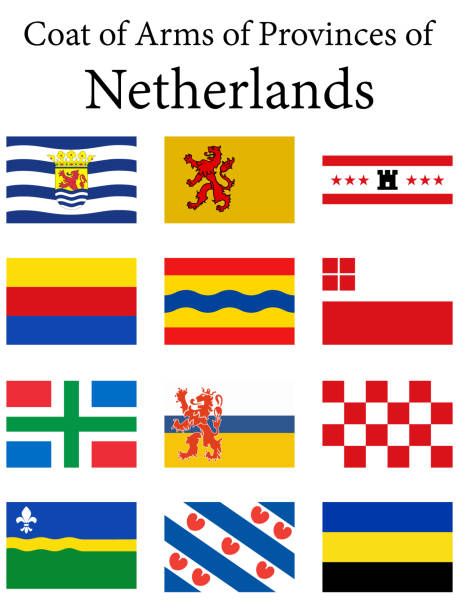stockillustraties, clipart, cartoons en iconen met nederlandse provincies vlaggen set - groningen