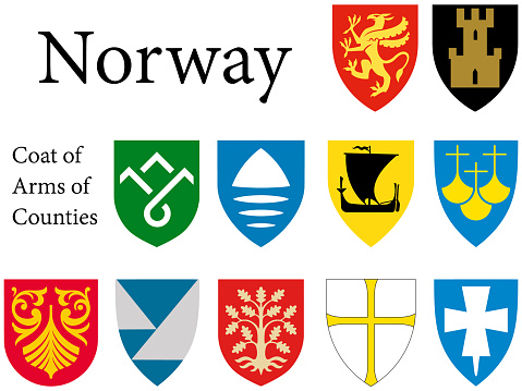Norway Counties Coat Of Arms Set Stock Illustration - Download Image Now -  Coat Of Arms, Norway, Arctic - Istock