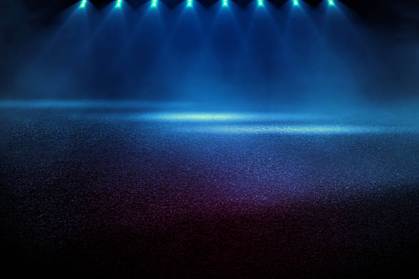 istock Texture dark concentrate floor with brick wall. spotlight color with mist or fog 1213440323