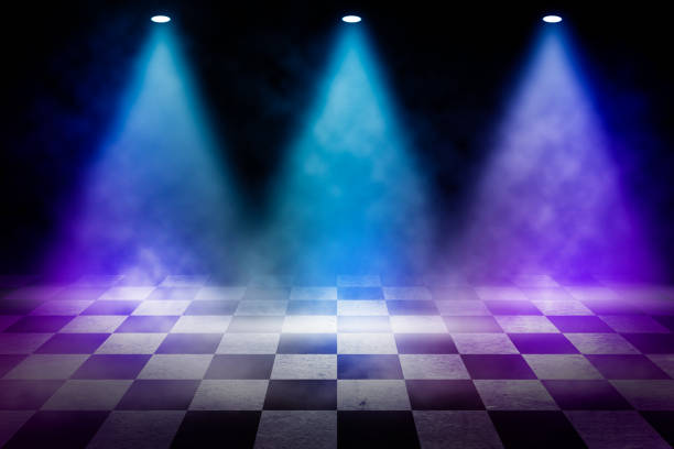 istock Modern futuristic neon abstract background. Large object in the center, space background. Dark scene with neon light. Reflection of light on a wet surface. 1213440676