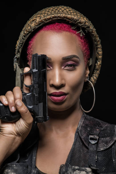 istock Sexy Black Female Soldier 1213440685