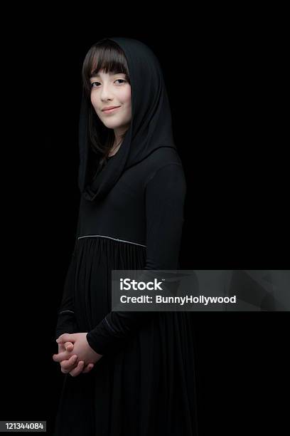 Back In Black Stock Photo - Download Image Now - Adolescence, Black Background, Black Hair