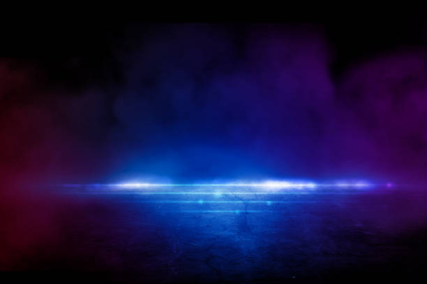istock Texture dark concentrate floor with brick wall. spotlight color with mist or fog 1213442135