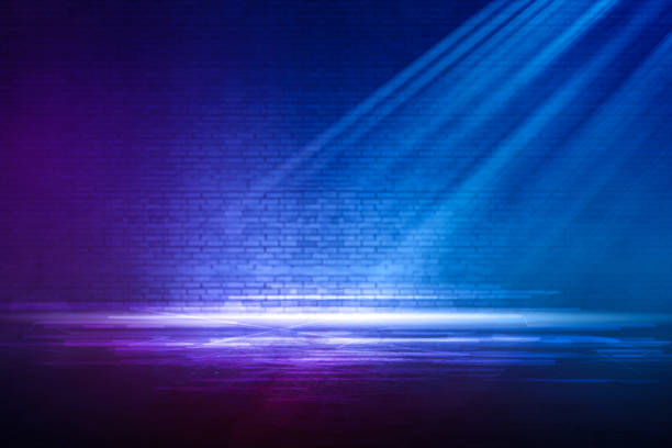 istock Texture dark concentrate floor with brick wall. spotlight color with mist or fog 1213442321