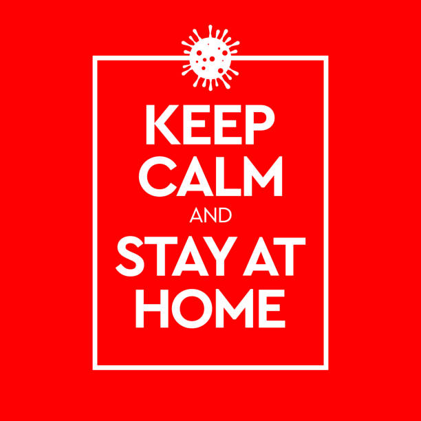 ilustrações de stock, clip art, desenhos animados e ícones de keep calm and stay at home. virus novel coronavirus (2019-ncov) and home quarantine. vector illustration - keep quiet