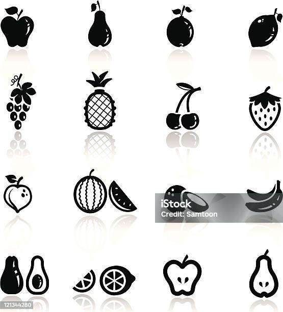 Set Di Icone Di Frutta - Immagini vettoriali stock e altre immagini di Alimentazione sana - Alimentazione sana, Ananas, Anguria