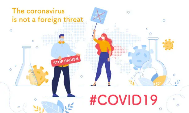 Vector illustration of Stop Asian Racism due to Coronavirus Pandemic