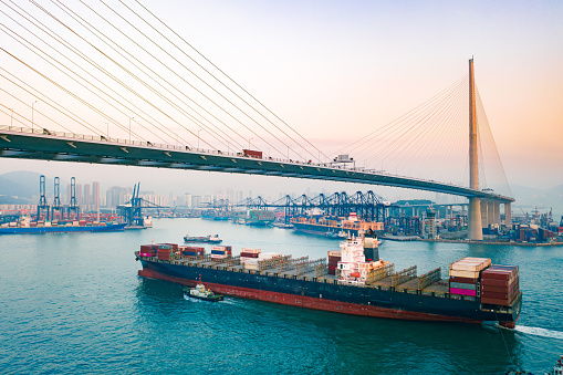Container Cargo freight ship Terminal in Hongkong