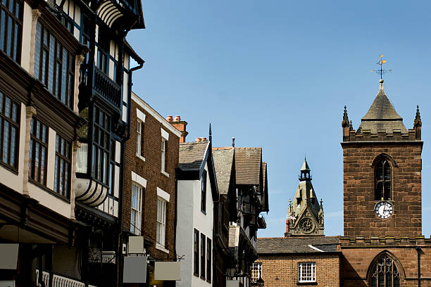 istock Chester Clock Towers and Victorian Era Buildings 121345233
