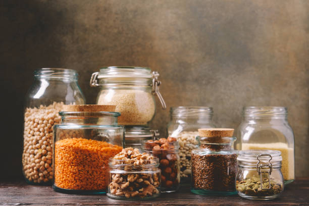 istock Grains cereals and beans in glass jars 1213454164