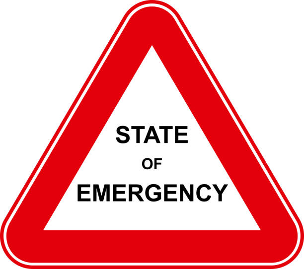 紅色警告標誌向量上的緊急狀態標誌 - 緊急狀態 圖片 幅插畫檔、美工圖案、卡通及圖標
