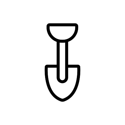 Shovel icon vector. Thin line sign. Isolated contour symbol illustration