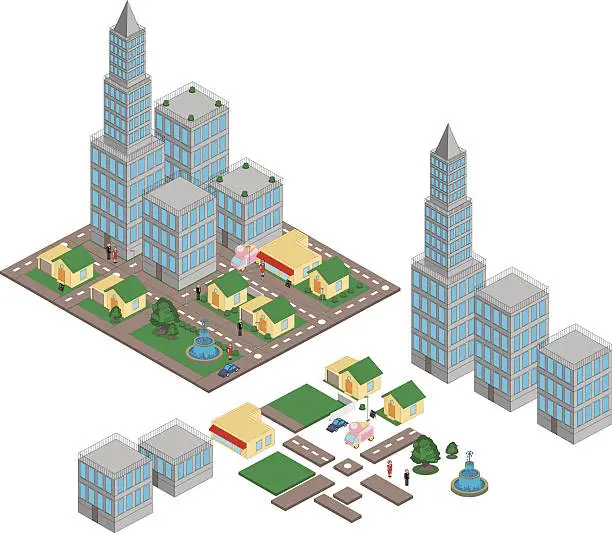 Vector illustration of Сreate own model of the city.
