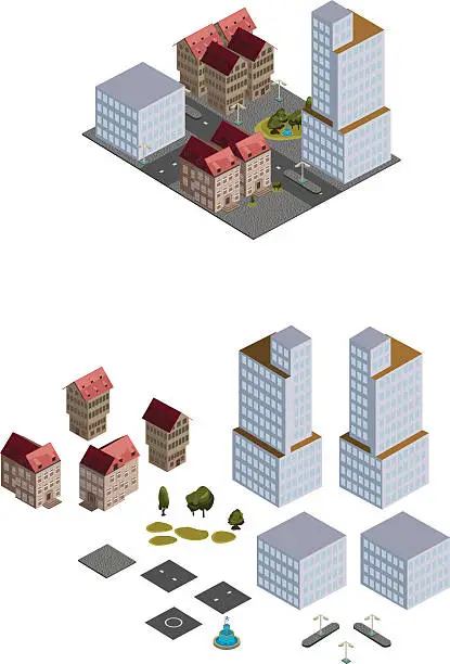 Vector illustration of model of the city