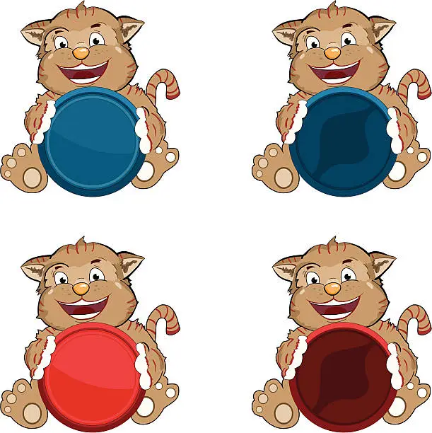 Vector illustration of Cat and button