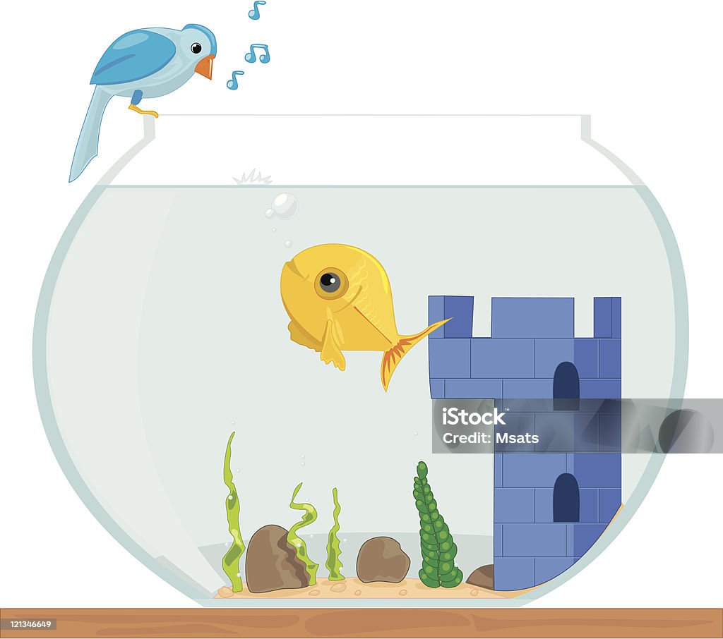 Pesce parlando di uccello (twitter - arte vettoriale royalty-free di Acqua
