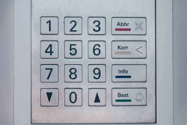 a number field of an atm machine in grey color