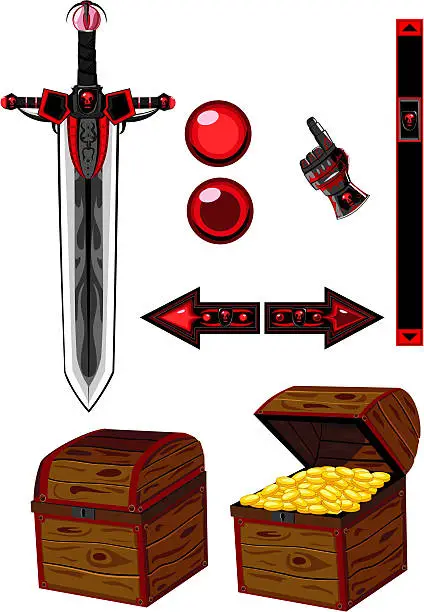 Vector illustration of Dark icons set