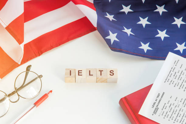istock Test of English multiple choice on table. Top view, flatlay, 1213469175