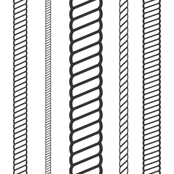 набор канатов различной толщины изолирован на белой векторной иллюстрации. - rope tied knot vector hawser stock illustrations
