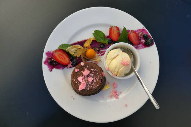 istock fruit with ice cream and chocolate muffin 1213473765