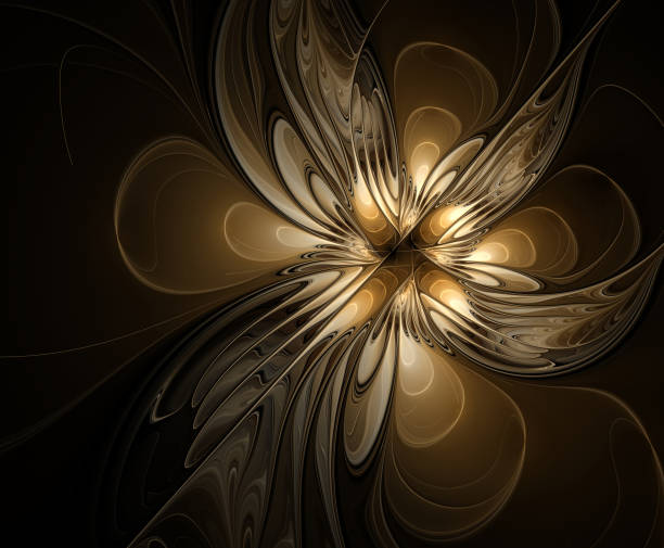 istock Golden fractal abstract flower on a black background 1213474580