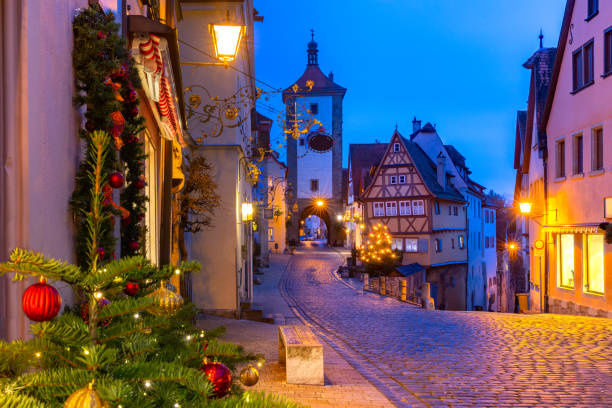 christmas rothenburg ob der tauber, allemagne - rothenburg old town travel tourism photos et images de collection