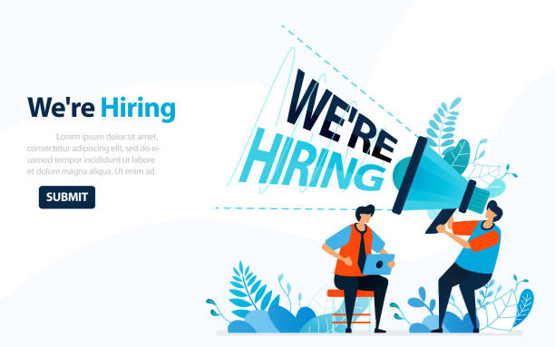 istock People Looking For Employees With Words We're Hiring, Concept Vector Ilustration. Can Use For Landing Page, Template, Ui, Web, Mobile App, Poster, Banner, Flyer, Background, Website, Advertisement 1213480148