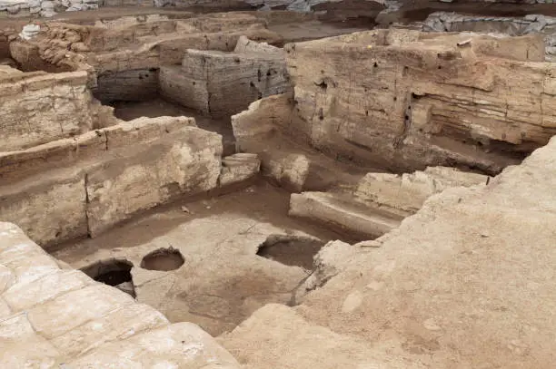 Photo of Excavations of Site of Catalhoyuk. It was a huge Neolithic and Chalcolithic settlement in southern Anatolia, Turkey. UNESCO World Heritage Site