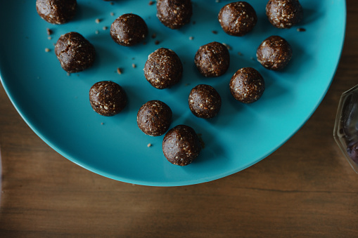 Vegan sweet delicious almond cocoa balls healthy