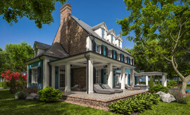 istock 3d rendering of modern classic house in colonial style 1213482296