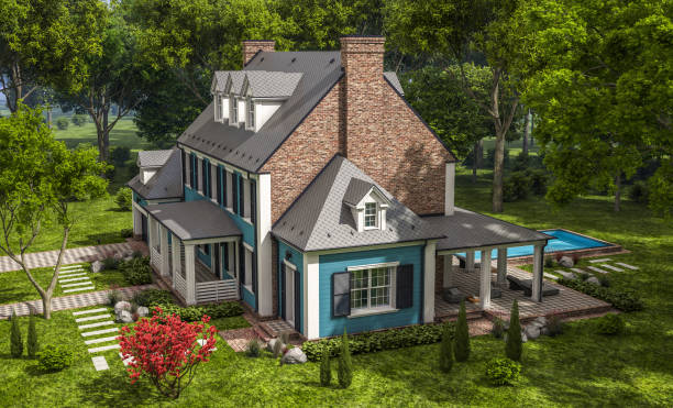 istock 3d rendering of modern classic house in colonial style 1213482325