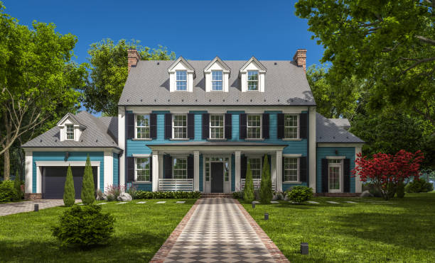 istock 3d rendering of modern classic house in colonial style 1213482335