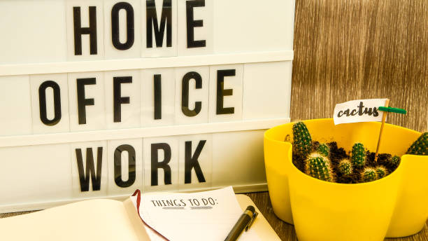 istock lightbox with text HOME OFFICE WORK with notebook pen and cactus and TO DO list, copy space wooden table background, quarantine and isolation HOME OFFICE 1213483667