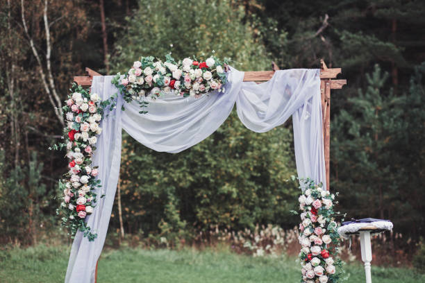 istock Beautiful wedding ceremony outdoors 1213483760