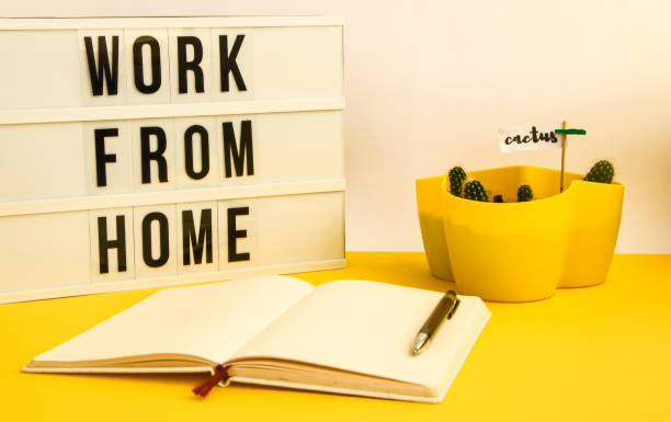 istock lightbox with text WORK FROM HOME with notebook pen and cactus and TO DO list, copy space on yellow background, quarantine and isolation HOME OFFICE 1213483807