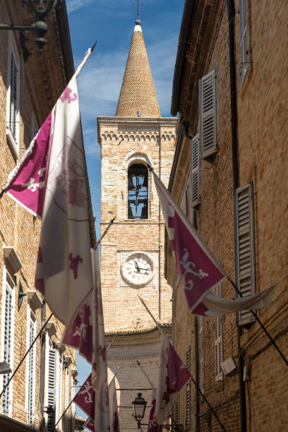 Street of Treia, Marches, Italy Treia, Macerata, Marches, Italy: a street of the historic town macerata italy stock pictures, royalty-free photos & images
