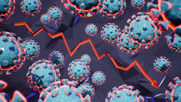 istock Falling Stocks Due to COVID-19 Coronavirus 3D Rendering 1213486655